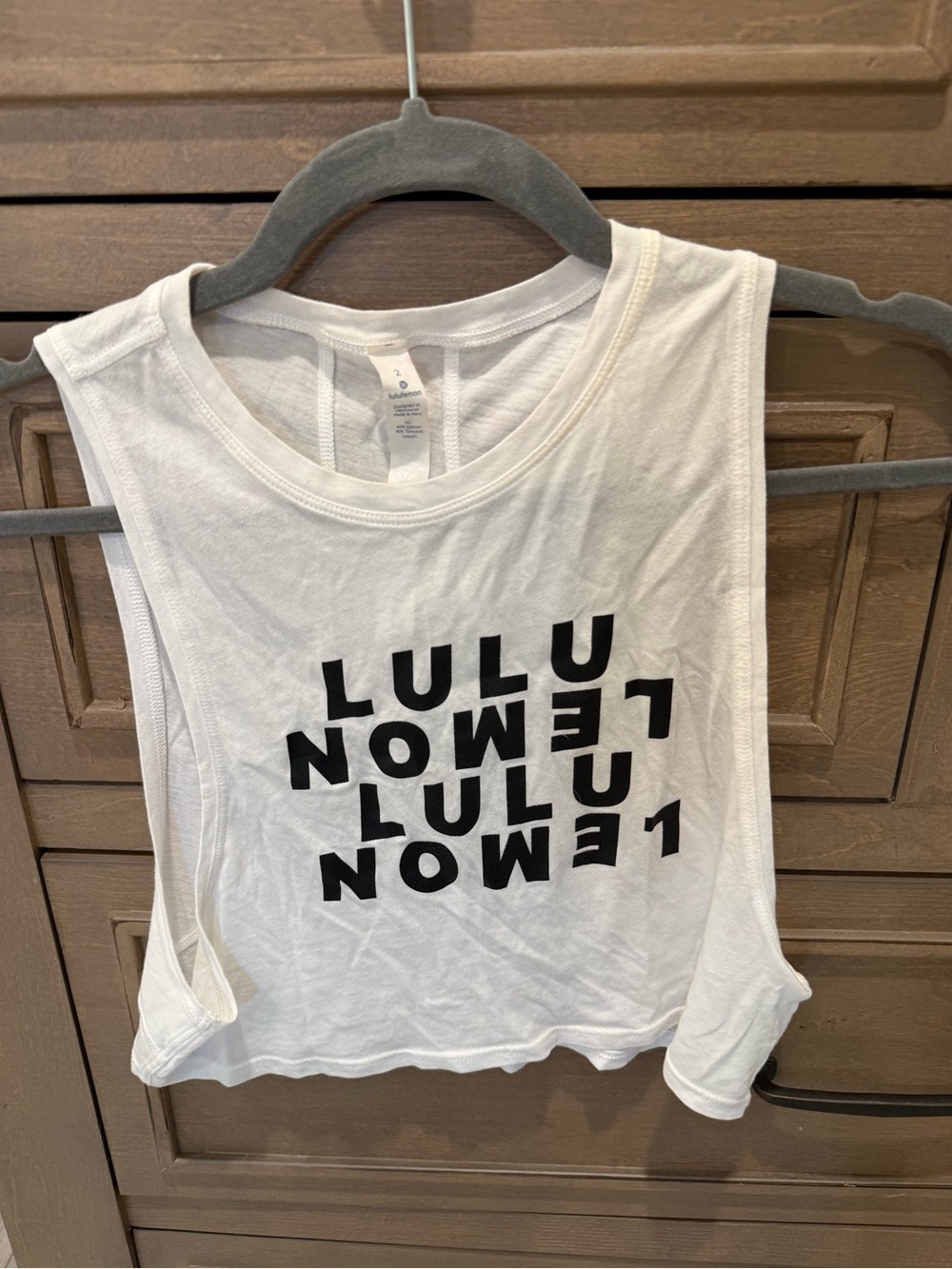 lululemon athletica White Tank with Black Mirrored Logo